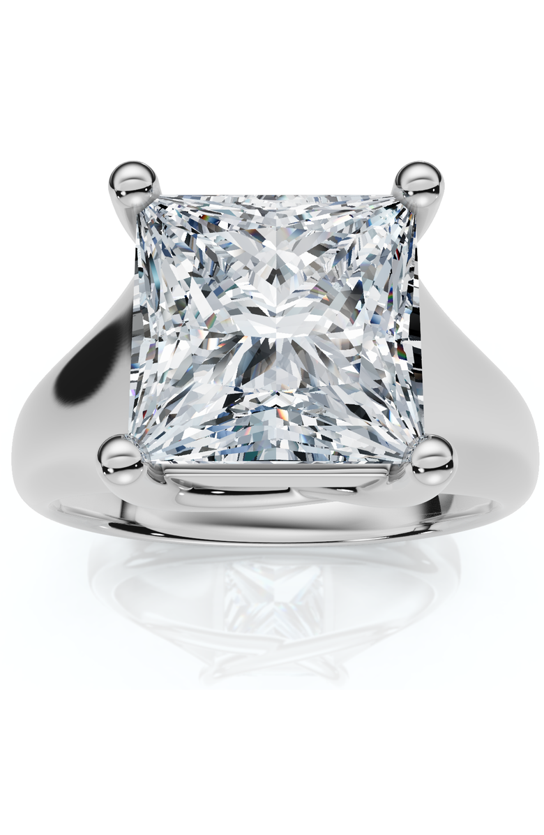 Bliss Diamond Certified 3Ct Celestia Princess Cut Diamond Engagement Ring 14k Gold Lab Grown, Main, color, 14K White Gold
