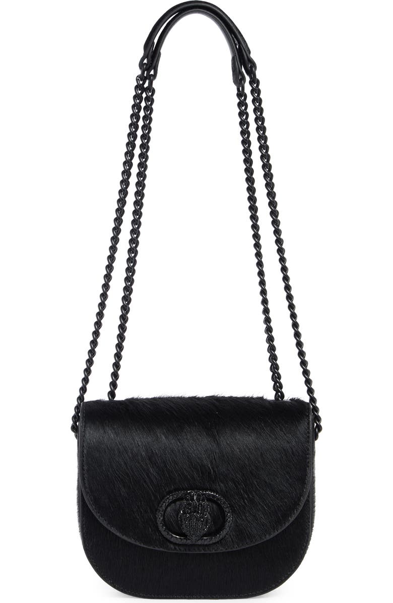 Kurt Geiger London Chelsea Genuine Calf Hair Saddle Crossbody Bag, Main, color, Black