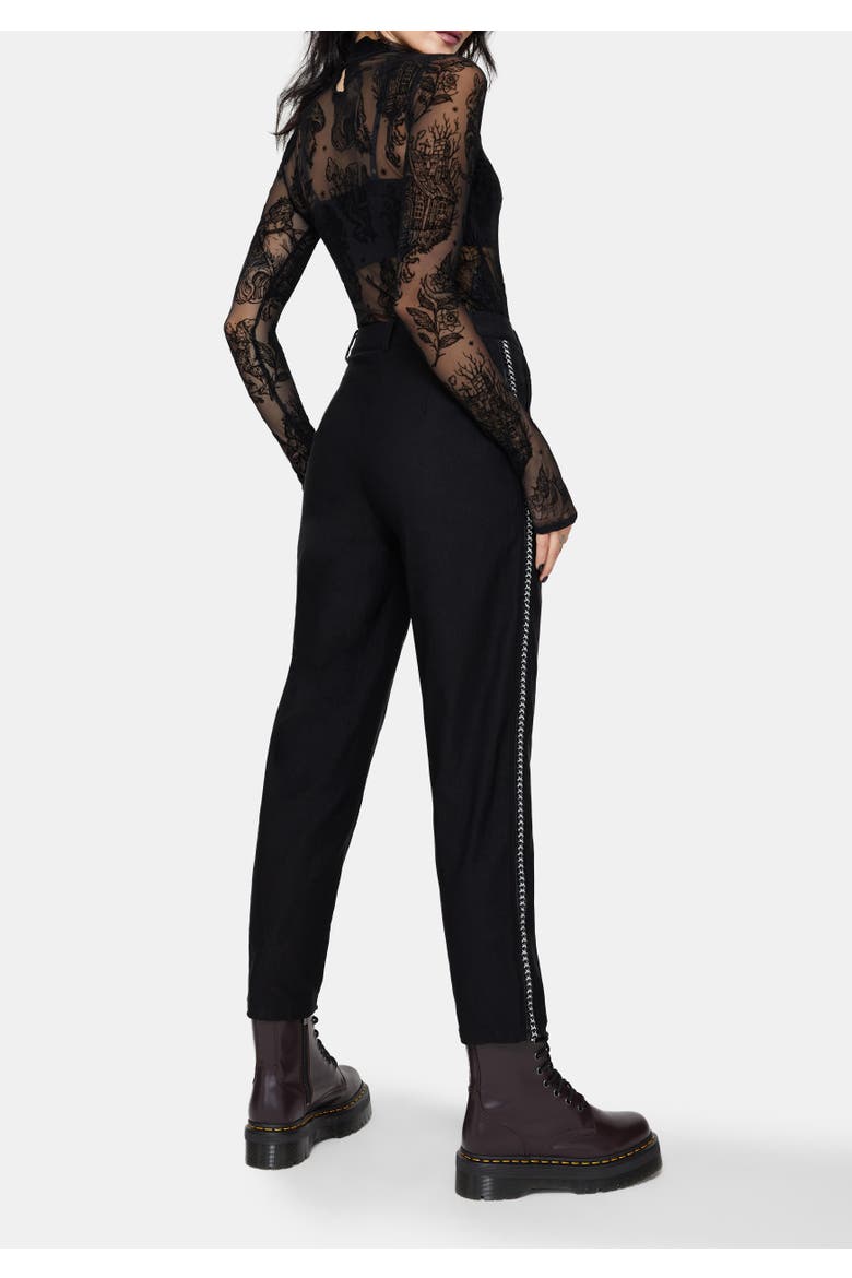 Nocturne Tapered Trouser With Chain Trim, Alternate, color, Black