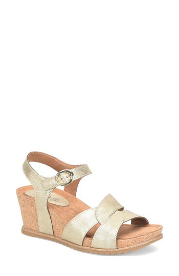 Eurosoft Tressa Ankle Strap Wedge Sandal In Gold