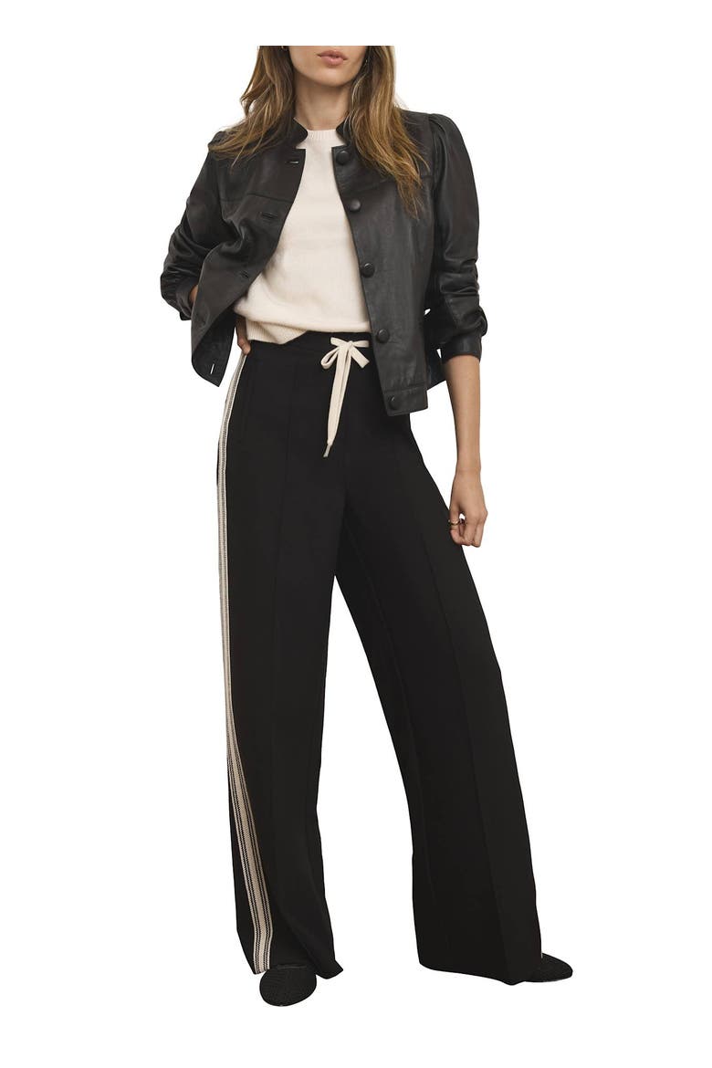 Crochet Trim Wide Trousers, Main, color, Black