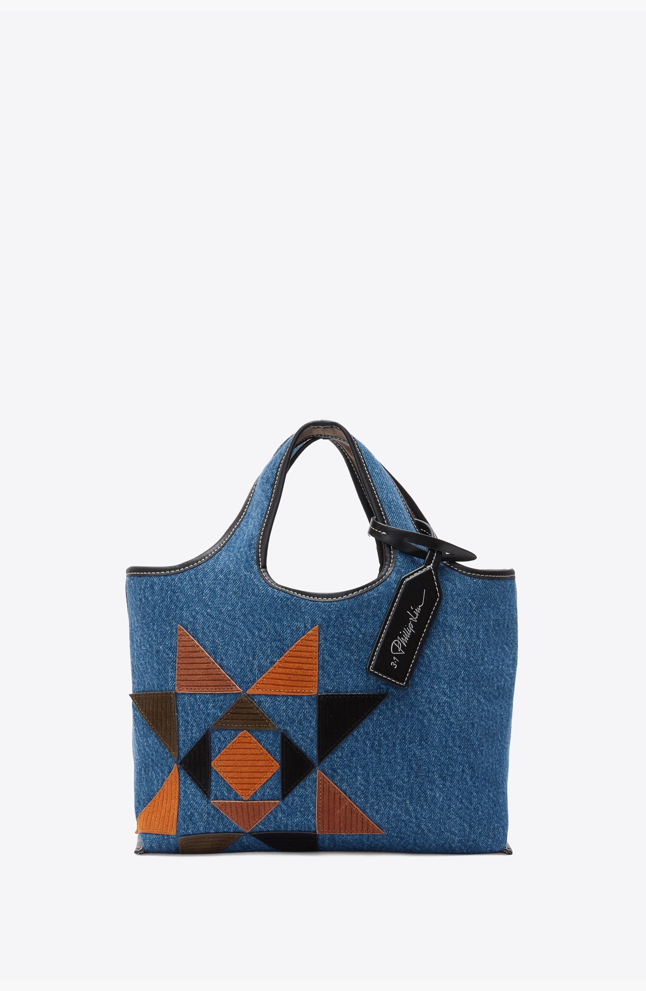Denim Suede Patch Mini Market Tote, Main, color, Blue Indigo Multi