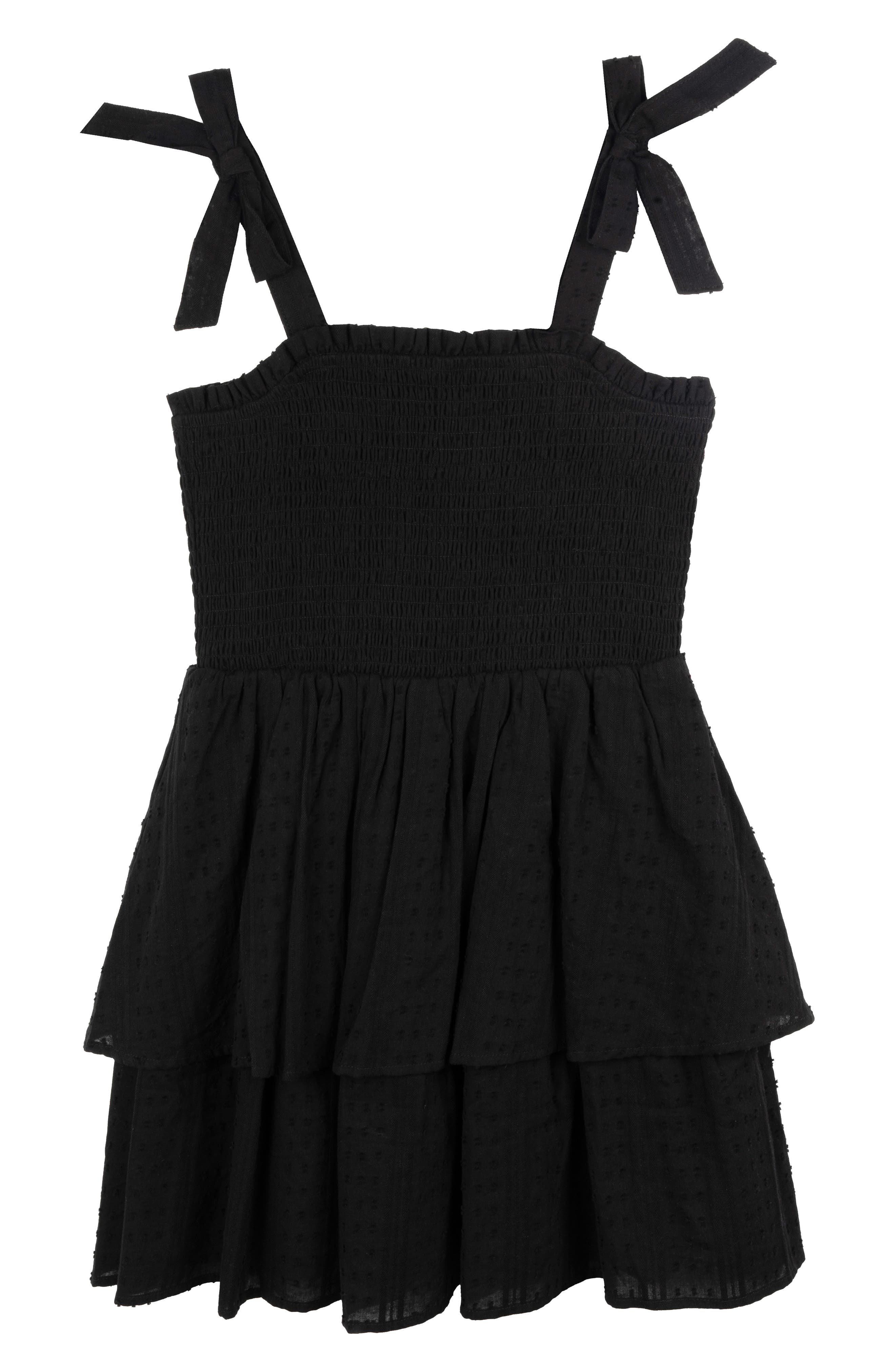 Rare Editions Kids' Tie Strap Smocked Party Dress