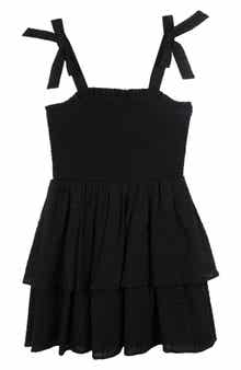 Rare Editions Kids' Tie Strap Smocked Party Dress