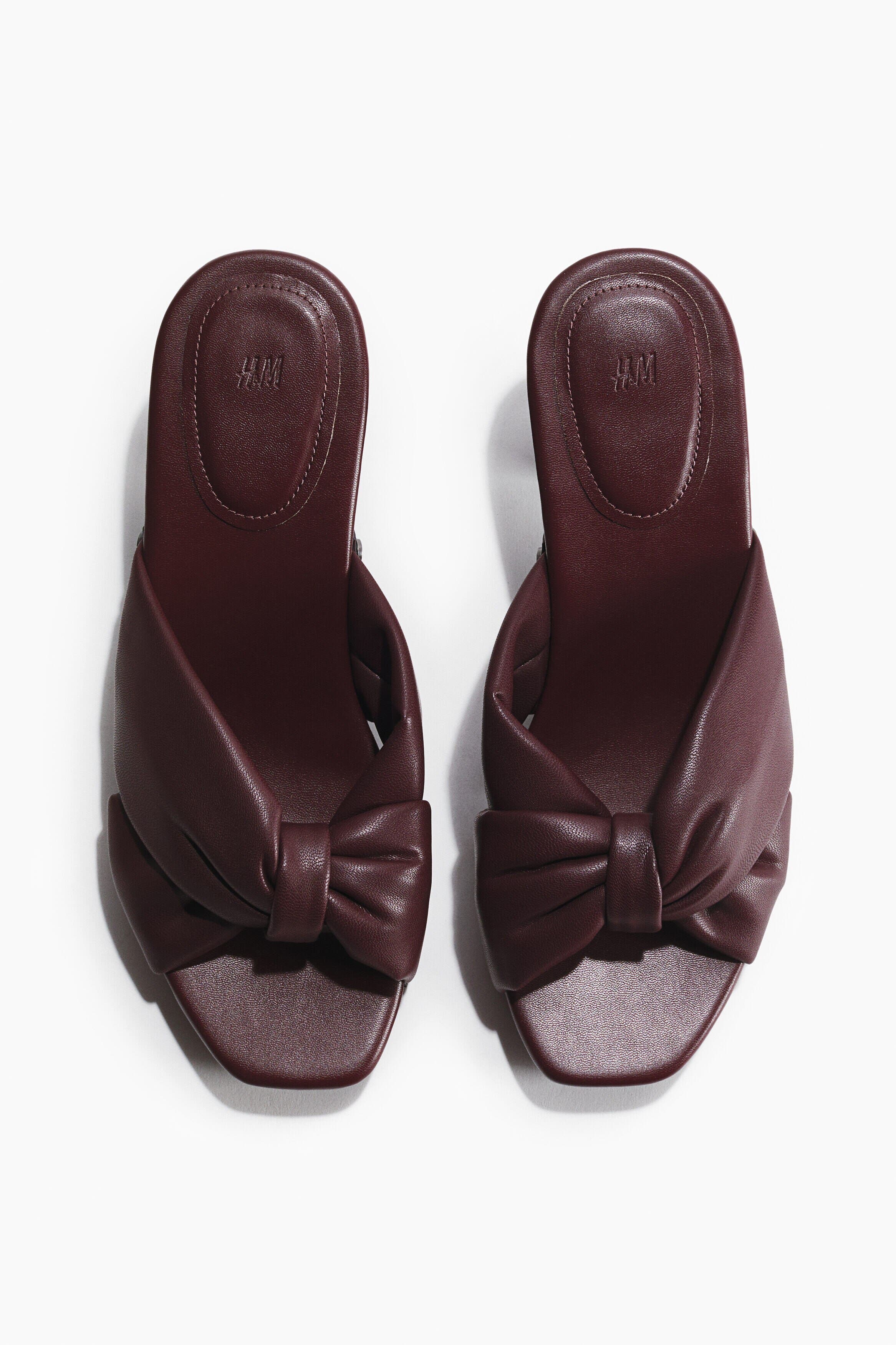 H&M Heeled Clog-look Sandals, Alternate, color, Burgundy