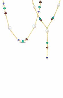 DELMAR Blue Sapphire Garnet Lariat Necklace