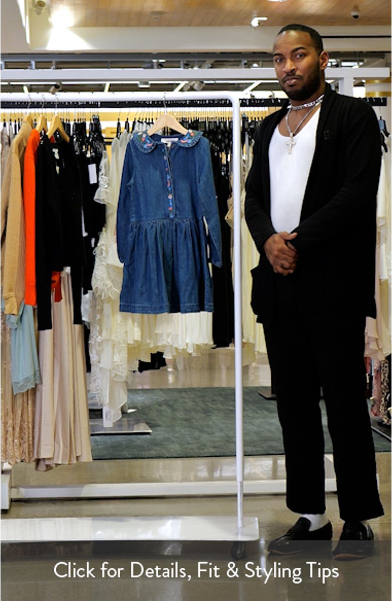 Kids' Embroidered Long Sleeve Denim Dress, sales video thumbnail