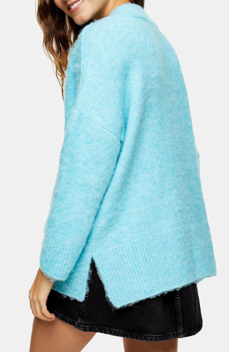 Topshop Brushed V-Neck Sweater, Alternate, color, 