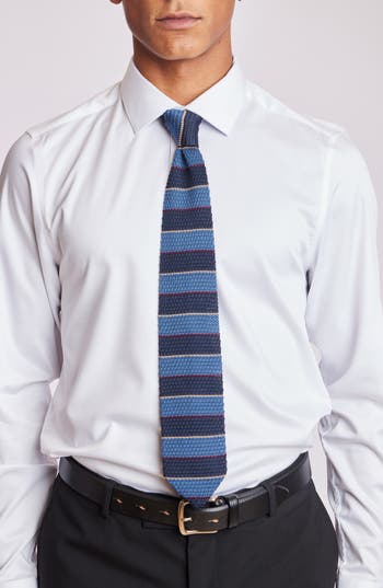 Paisley & Gray Stanley Stripe Knit Tie In Blue