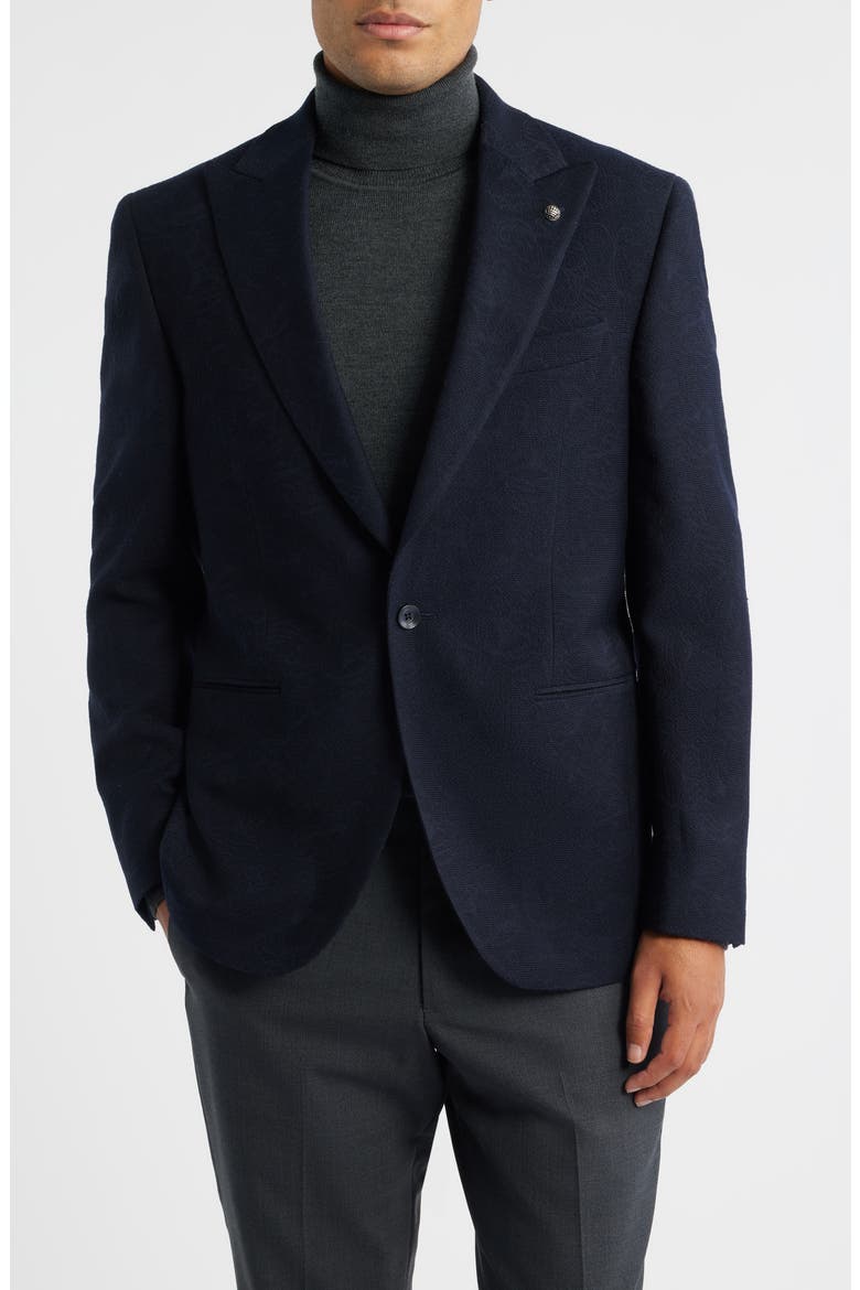 Erie Peak Lapel Navy Textured Wool Blazer, Main, color, NAVY