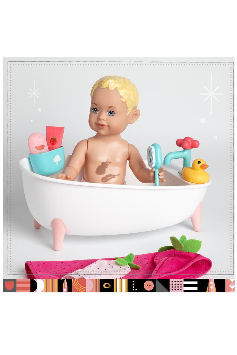 9-Piece Toy Doll Bath Set, Alternate, color, PINK/ WHITE