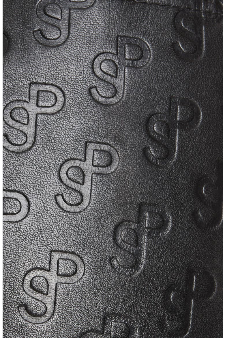 Rosita Monogram Leather Pants, Alternate, color, BLACK