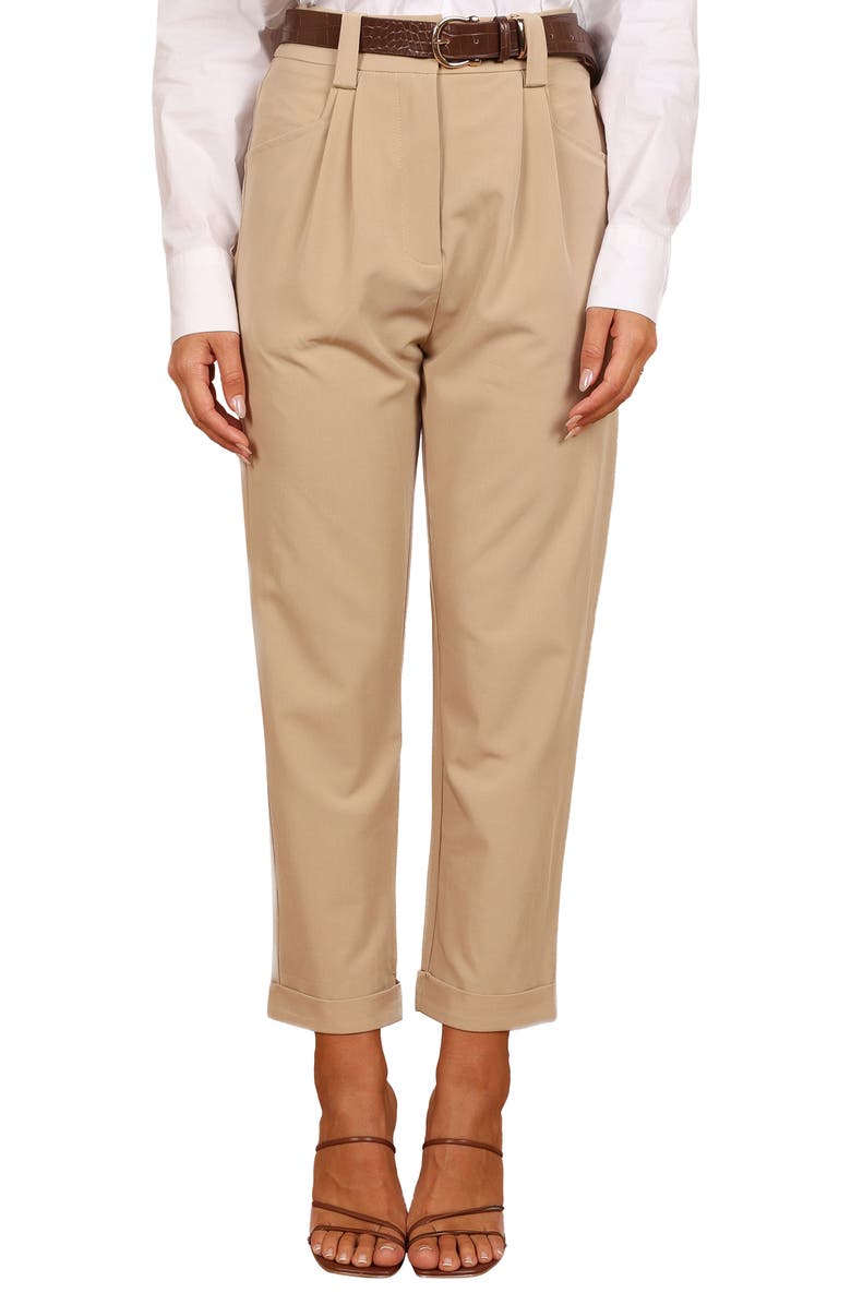 Petal & Pup Lexie High Waist Ankle Straight Leg Pants, Main, color, Beige