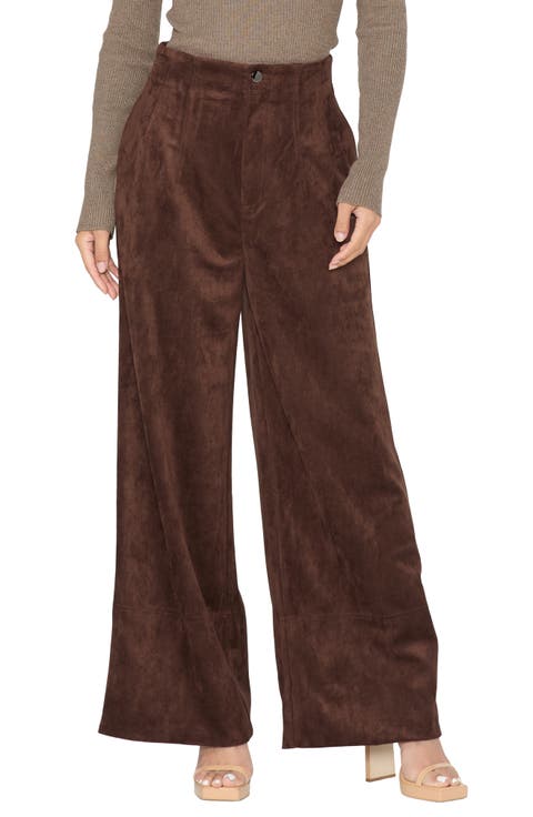 Niki High Waist Wide Leg Faux Suede Pants