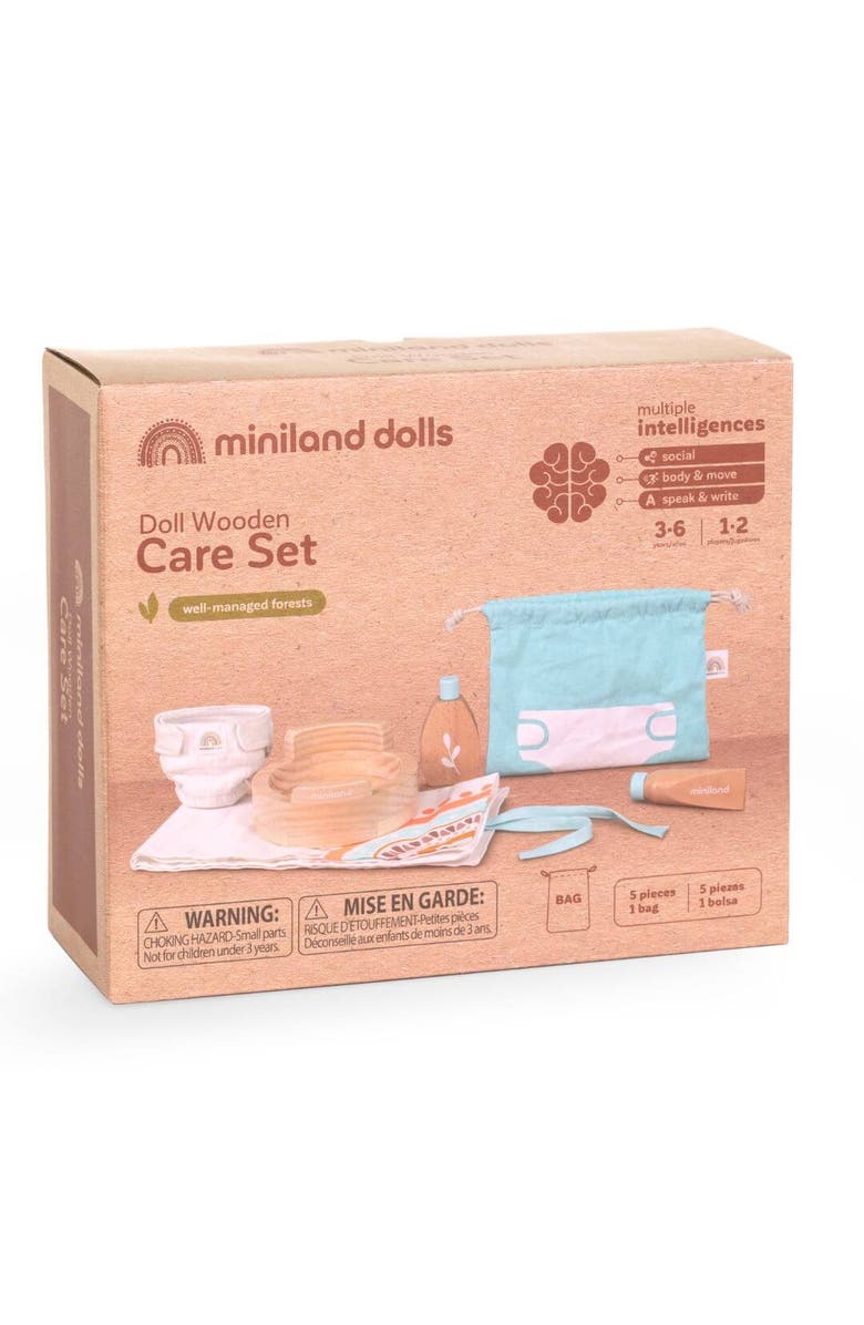 Miniland Doll Wooden Care Set, Alternate, color, Beige Multi