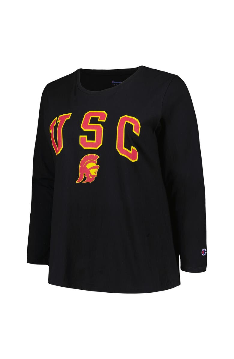 PROFILE Women's Profile Black USC Trojans Plus Size Arch Over Logo Scoop Neck Long Sleeve T-Shirt, Alternate, color, Black
