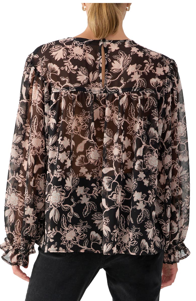 Sanctuary Ruffle Moment Print Chiffon Top, Alternate, color, Midnight I