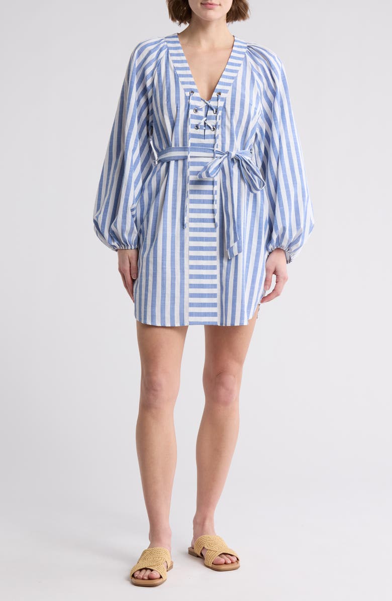 Lush Long Sleeve Stripe Minidress, Main, color,