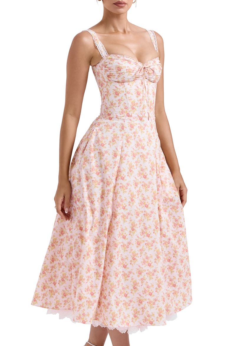 Rosalee Floral Stretch Cotton Petticoat Dress, Alternate, color, PEACHED POPPY PRINT