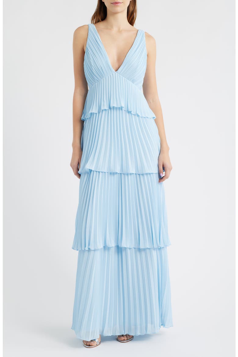 Tiered Gown Pleated, Main, color, ICE BLUE