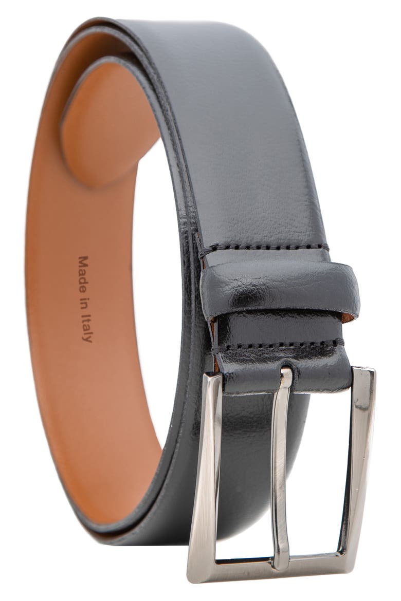 Soft Pebble Grain Leather Belt, Main, color, BLACK