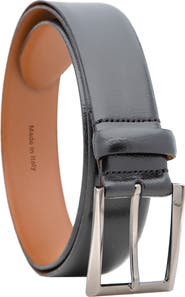 MADE IN ITALY Soft Pebble Grain Leather Belt