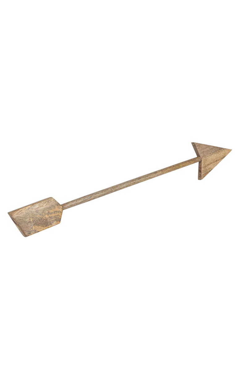 Storied Home 20 Inches Carved Mango Wood Arrow Wall Décor, Main, color, Natural