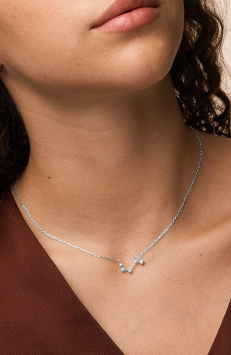 Bearfruit Jewelry 14k Gold Constellation Zodiac Necklace, 12 Zodiac Constellation Holiday Gift Idea, Alternate, color, Silver - Leo