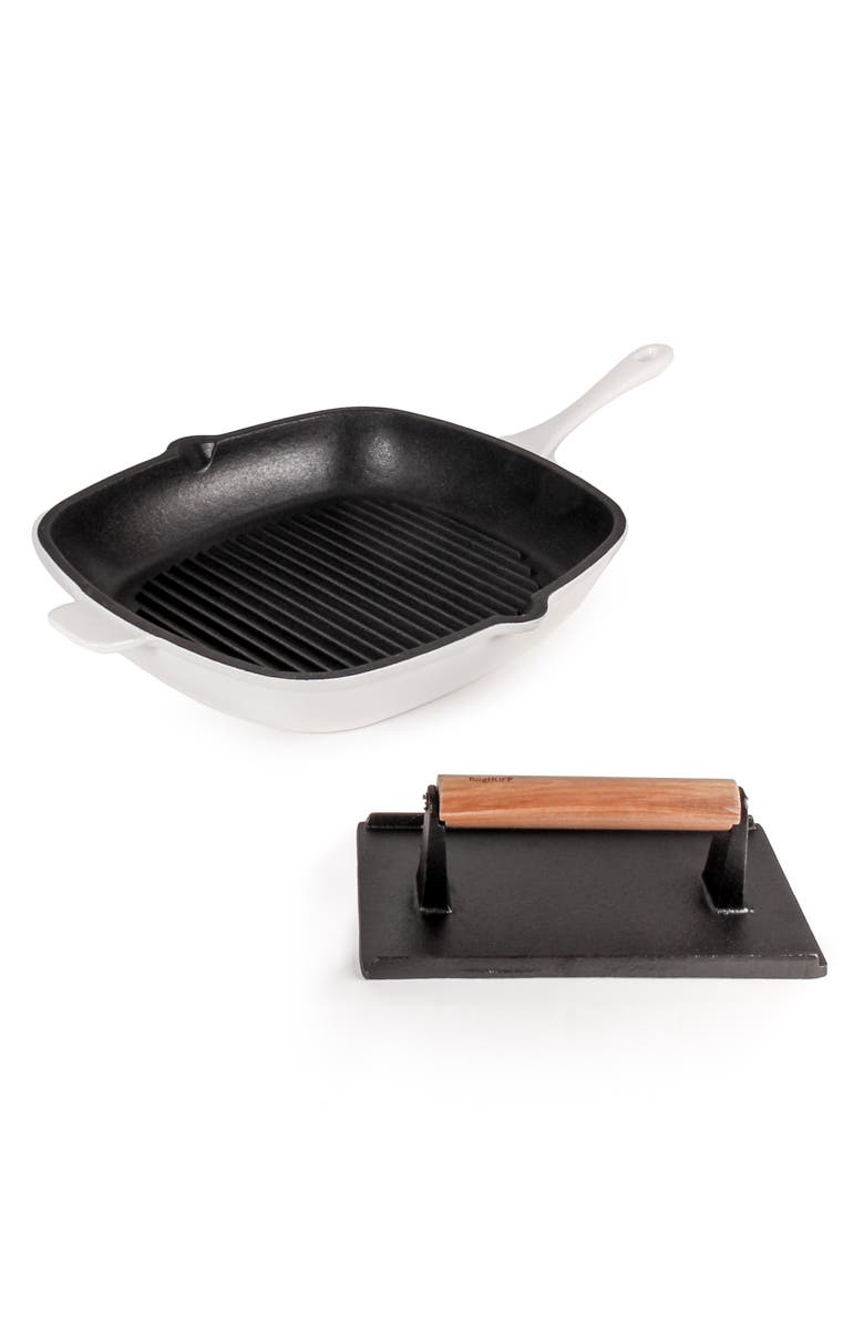 BergHOFF Neo 2-Piece Cat Iron Grill Set, Main, color, White