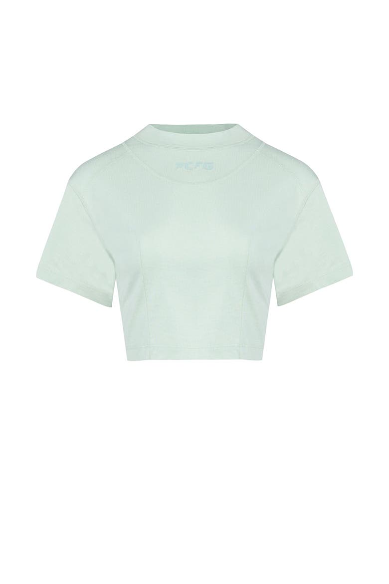 Pure Cotton Free Heaven Crop Tshirt, Alternate, color, green surf spray