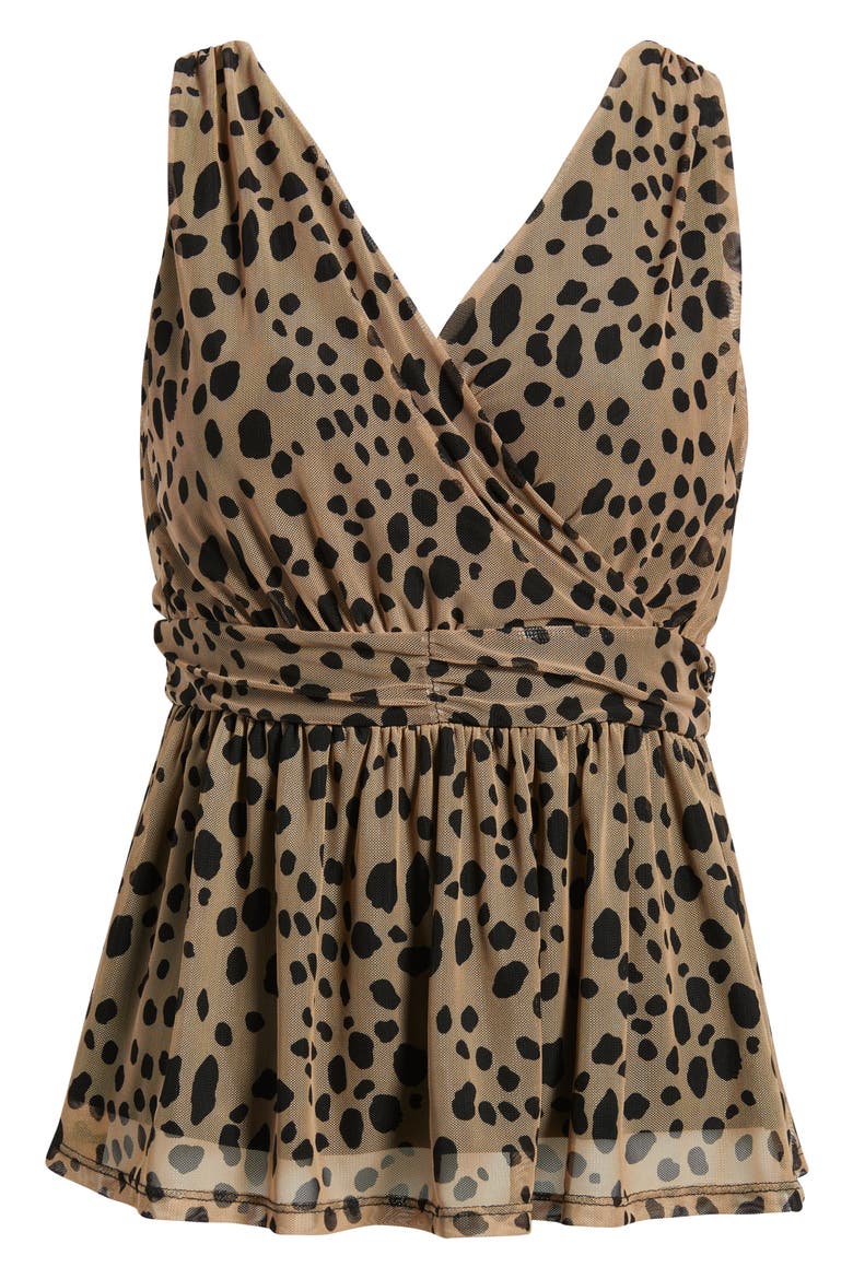 Sleeveless Peplum Top, Alternate, color, CAMEL
