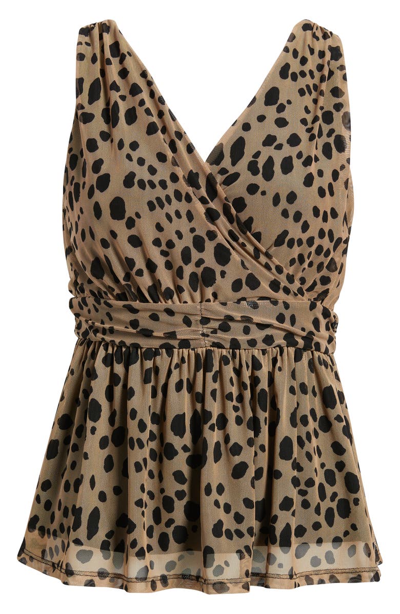 Loveappella Sleeveless Peplum Top, Alternate, color, Camel