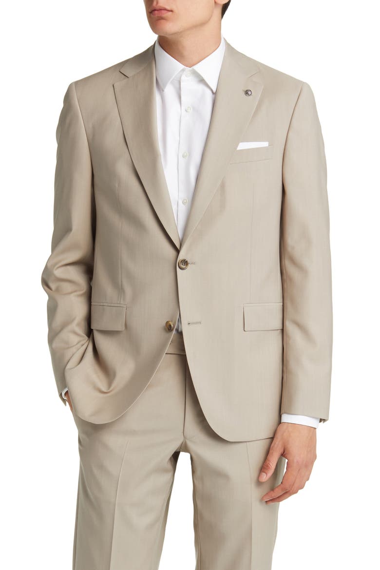 Esprit Soft Constructed Solid Wool Suit, Alternate, color, TAN