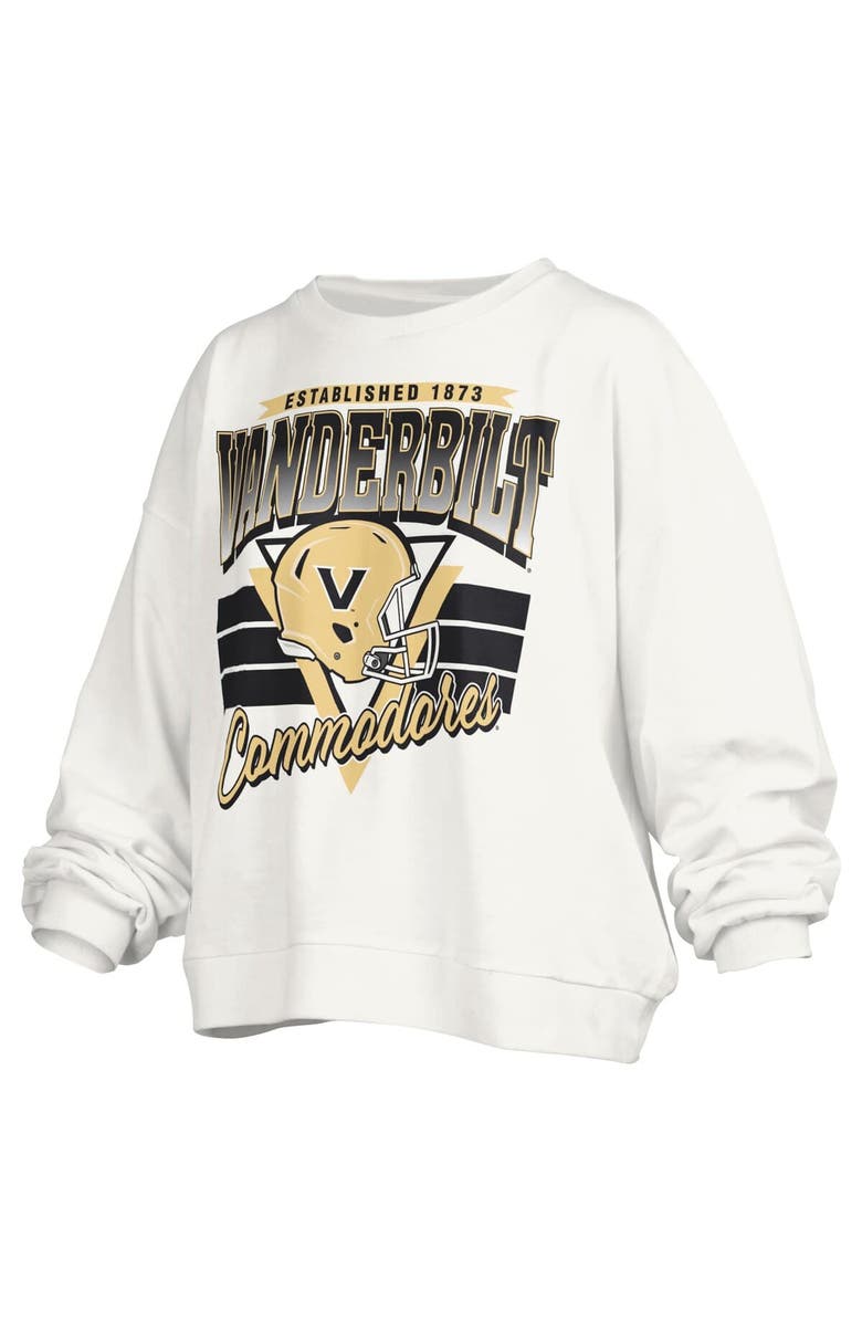 PRESSBOX Women's Pressbox White Vanderbilt Commodores Janice Retro Logo Oversized Pullover Sweatshirt, Alternate, color, White