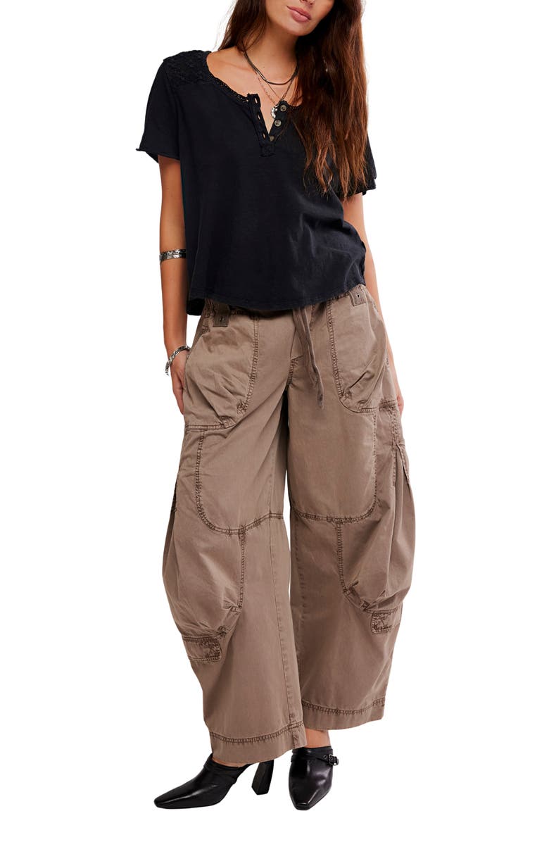 Free People Heirloom Henley Top, Alternate, color, Black