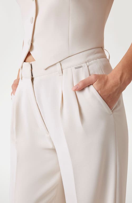 Guess Adele Front Pleat Wide Leg Pants In Cream White