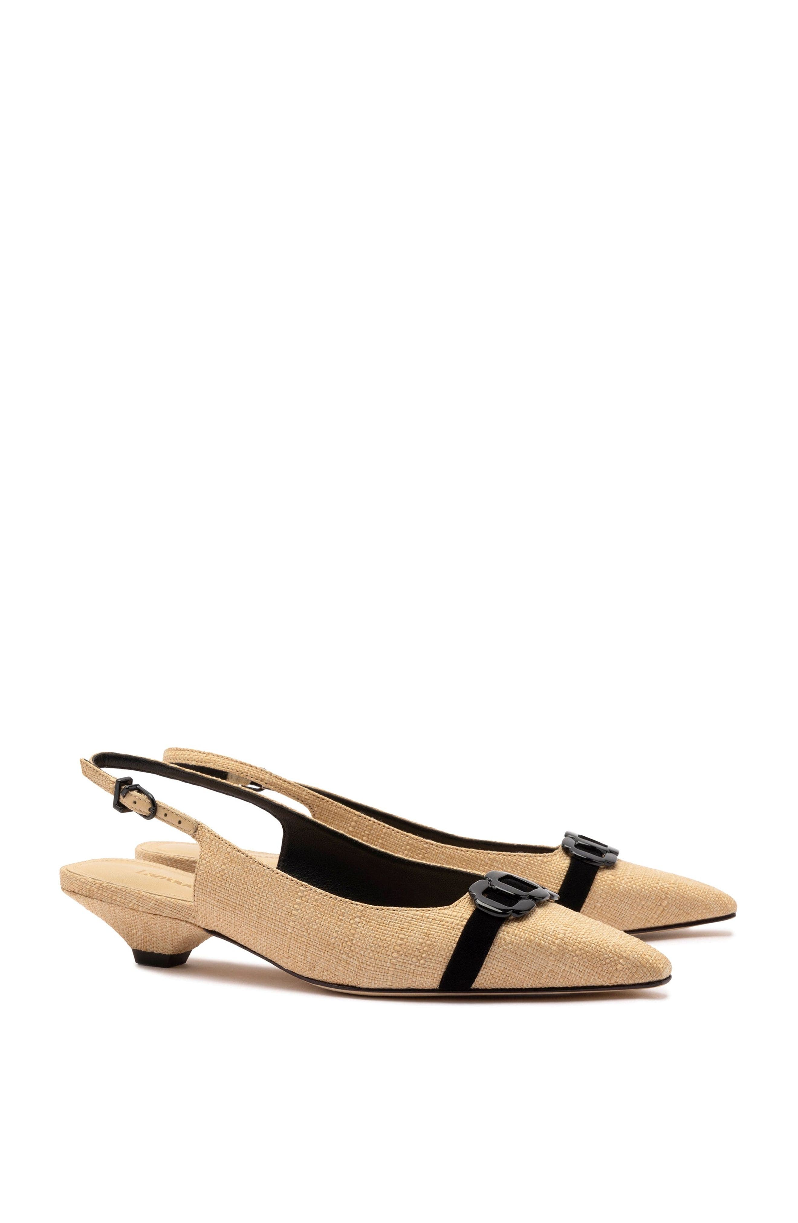 Larroudé Franca Pump, Alternate, color, Beige Raffia And Black