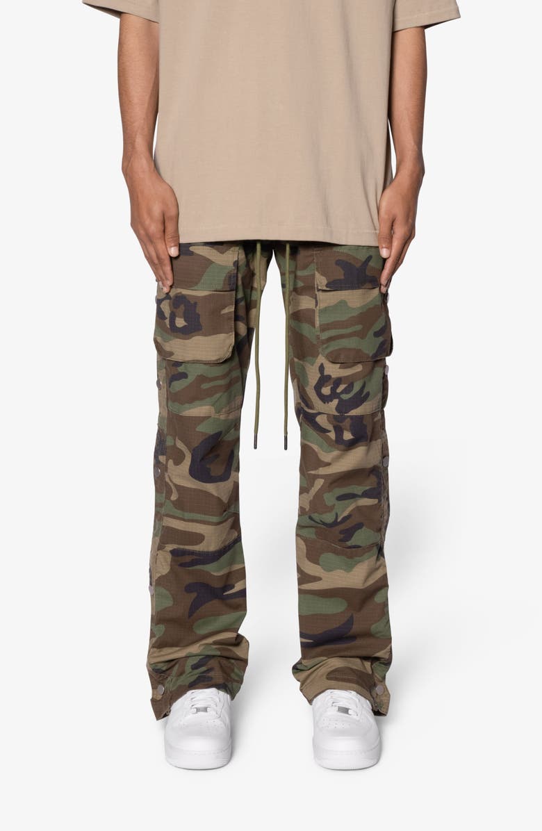 mnml Camouflage Side Snap Nylon Cargo Pants, Main, color,