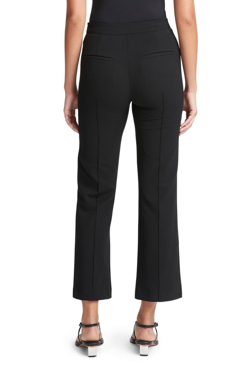 Pintuck Crop Flare Cotton Blend Pants, Alternate, color, BLACK