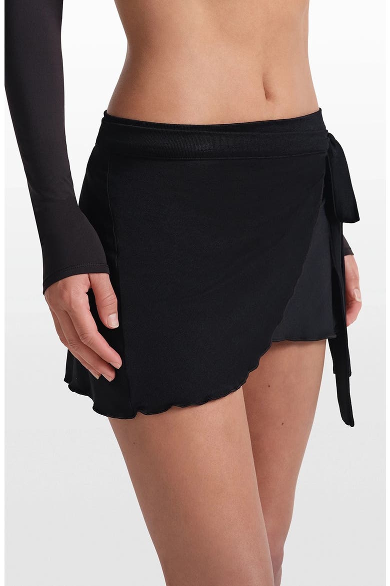 Stretch Knit Wrap Skirt, Alternate, color, OBSIDIAN