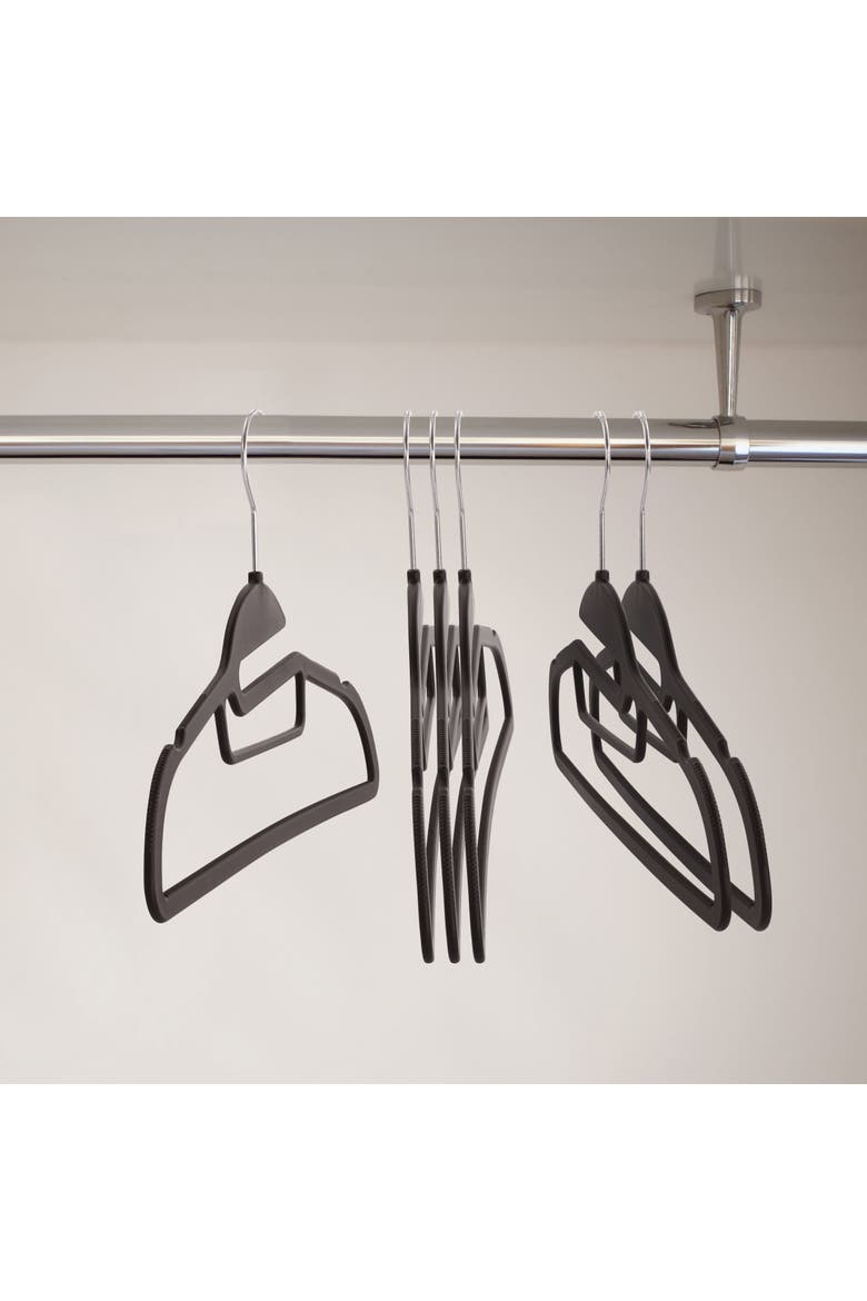 30 Piece Rubber Non Slip Hanger with Hanging Tab, Alternate, color, Black