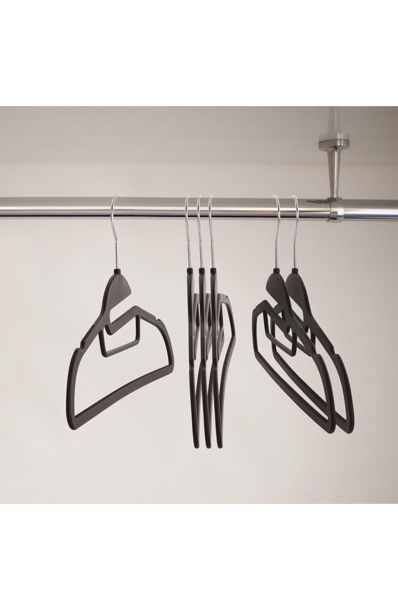 Elama Home 30 Piece Rubber Non Slip Hanger with Hanging Tab, Alternate, color, Black