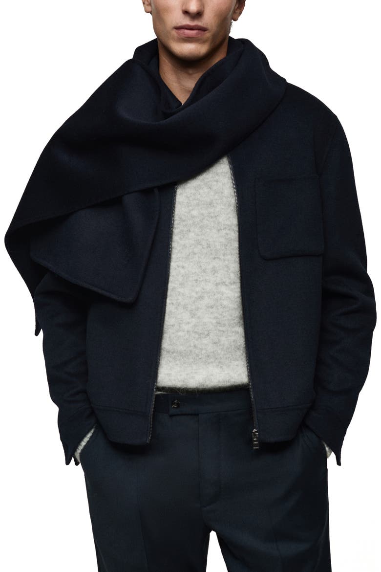 Wool Blend Scarf, Main, color, DARK NAVY