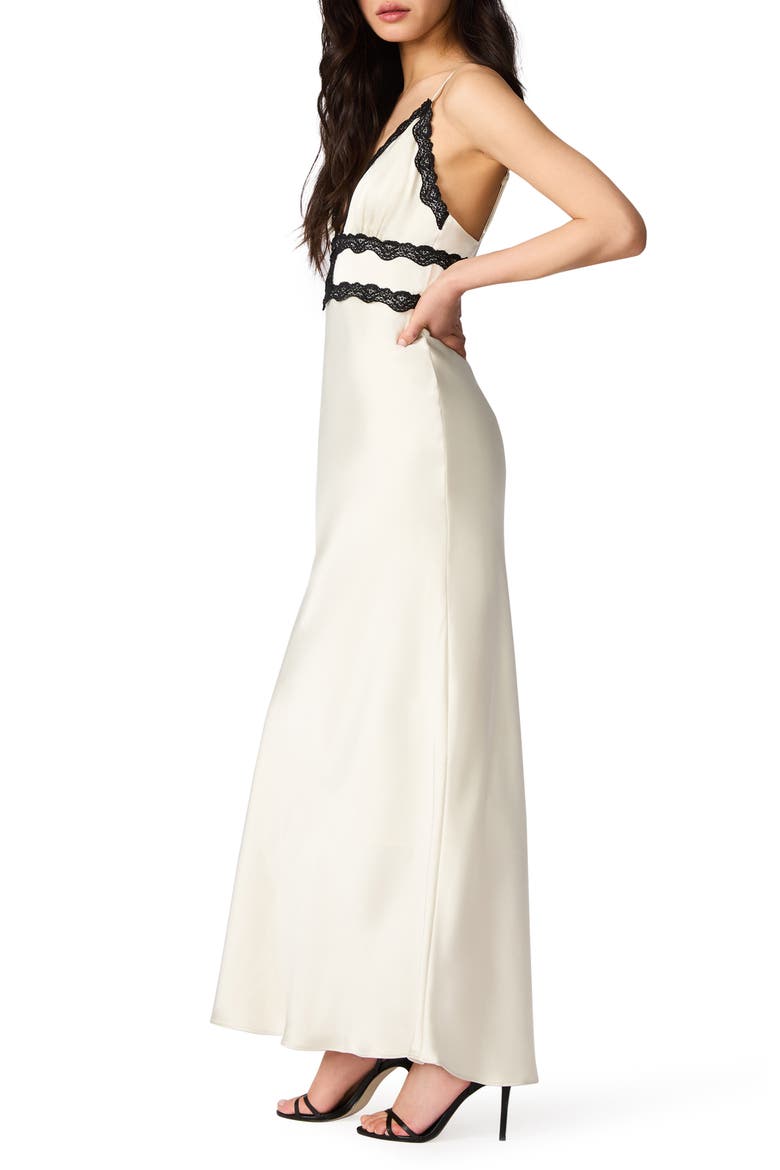 Allessia Lace Trim Satin Maxi Slipdress, Alternate, color, WHISPER WHITE