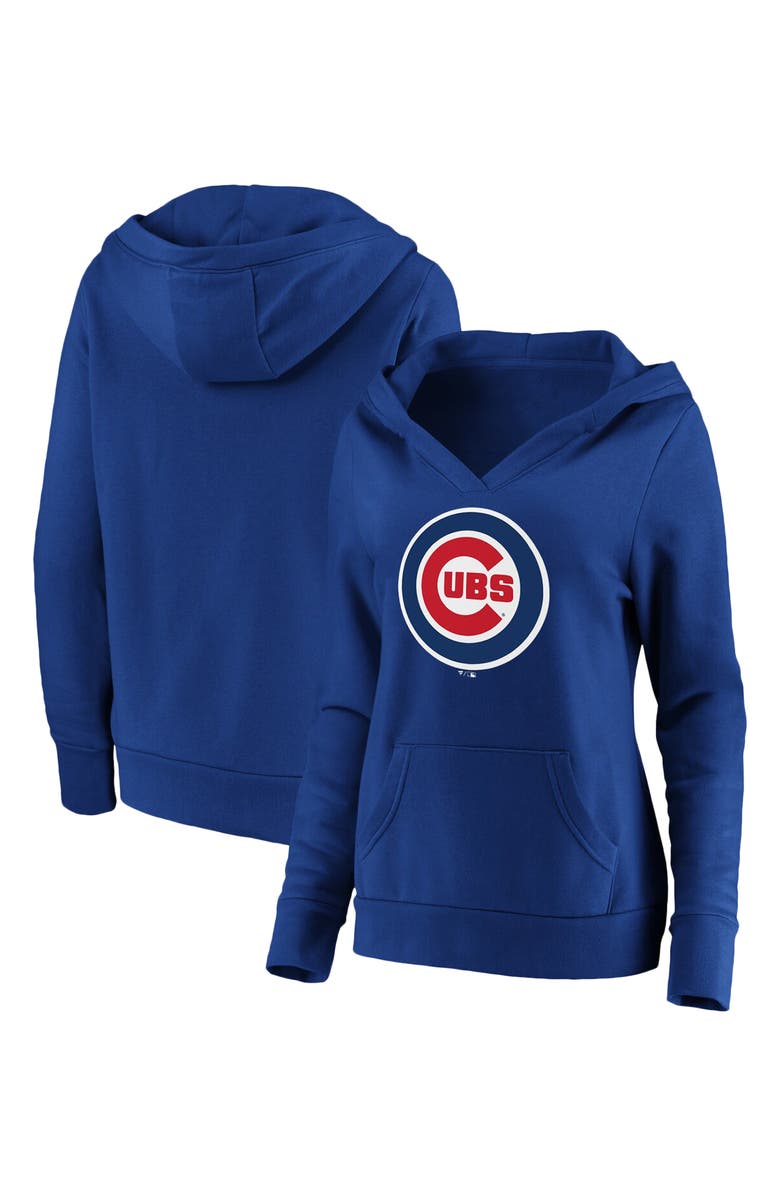 FANATICS Women's Fanatics Branded Royal Chicago Cubs Official Logo Crossover V-Neck Pullover Hoodie, Alternate, color,