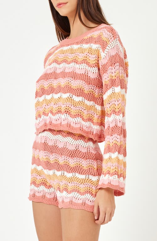 L*space Lspace Sun Ray Stripe Crop Cotton Cover-up Sweater In Bahama Bound Stripe
