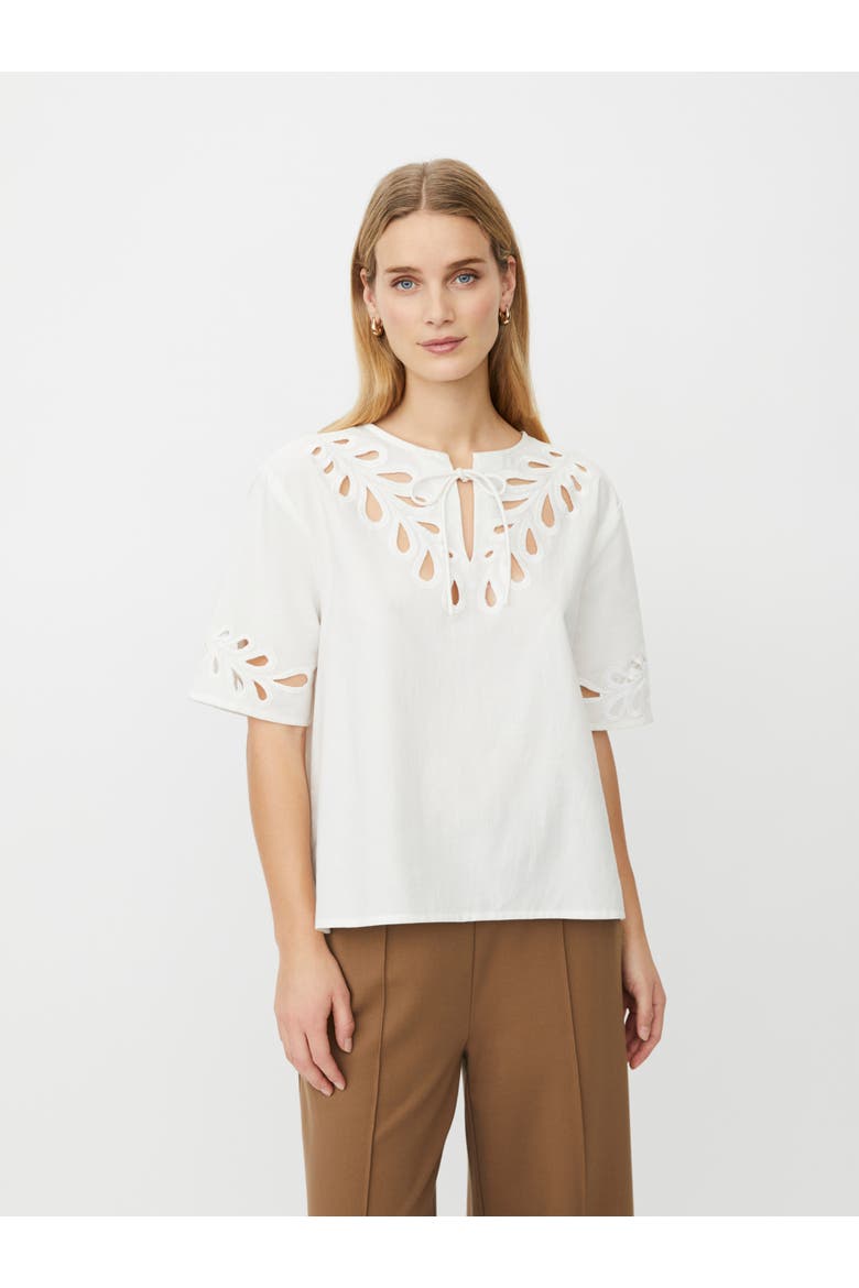 MaDyselle Cutwork Detail Blouse, Main, color, White