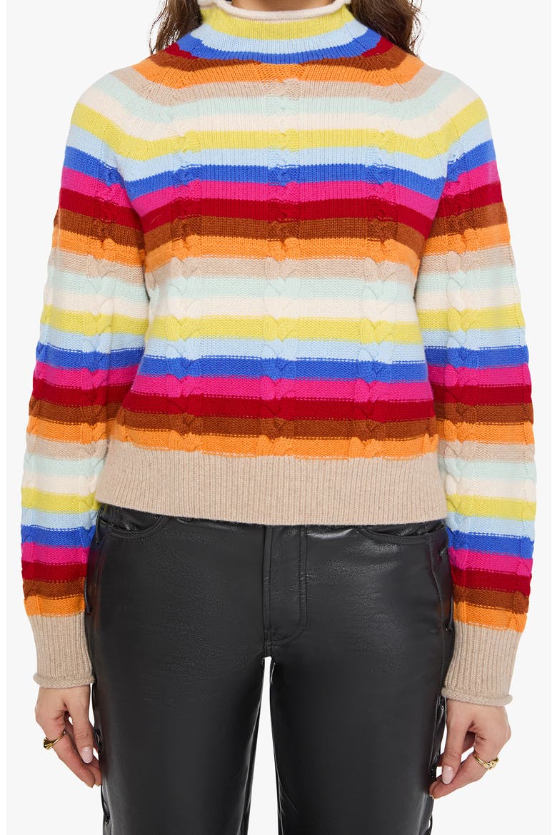 The Concert Hicky Mock Neck Cable Knit Sweater, Alternate, color, MULTI RAINBOW