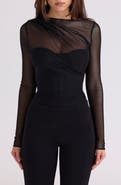 HOUSE OF CB Orelia Draped Mesh Bodysuit