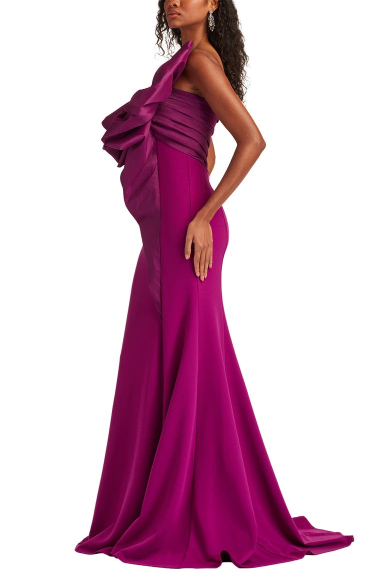 Strapless Bow Taffeta Gown, Alternate, color, MAGENTA